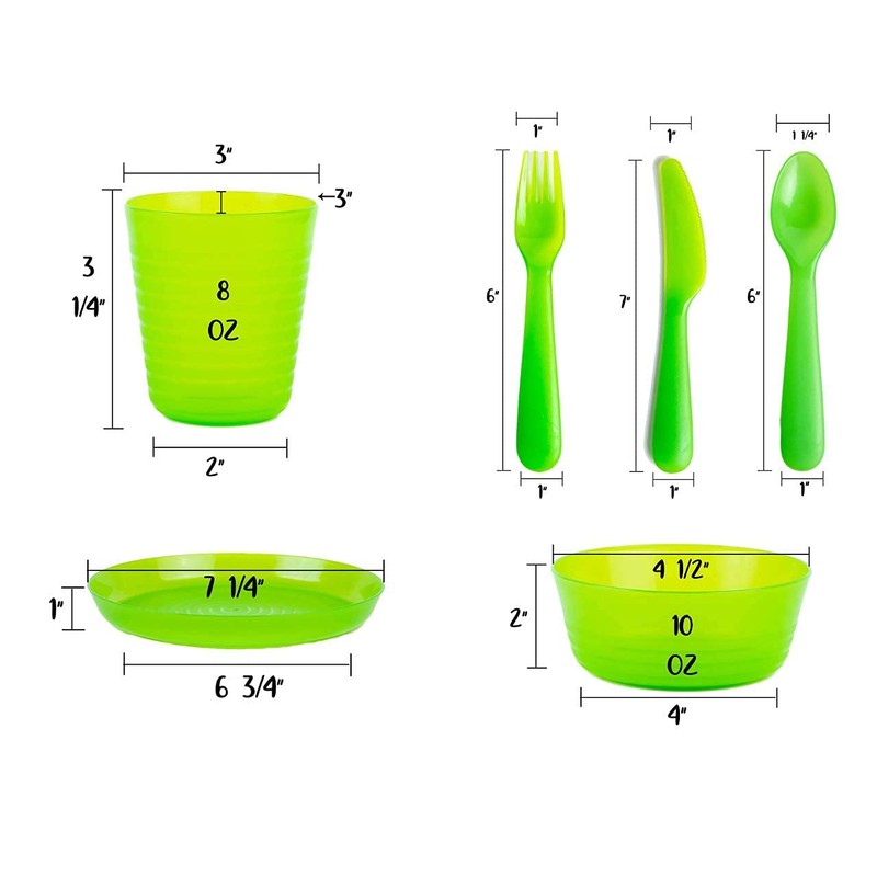 Cuddly Hippo Kids Plastic Dinnerware Set of 72 Multi Color