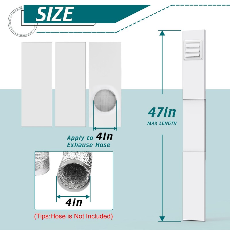 Daisypower Dryer Vent Window Kit, Adjustable Window Vent Kit with