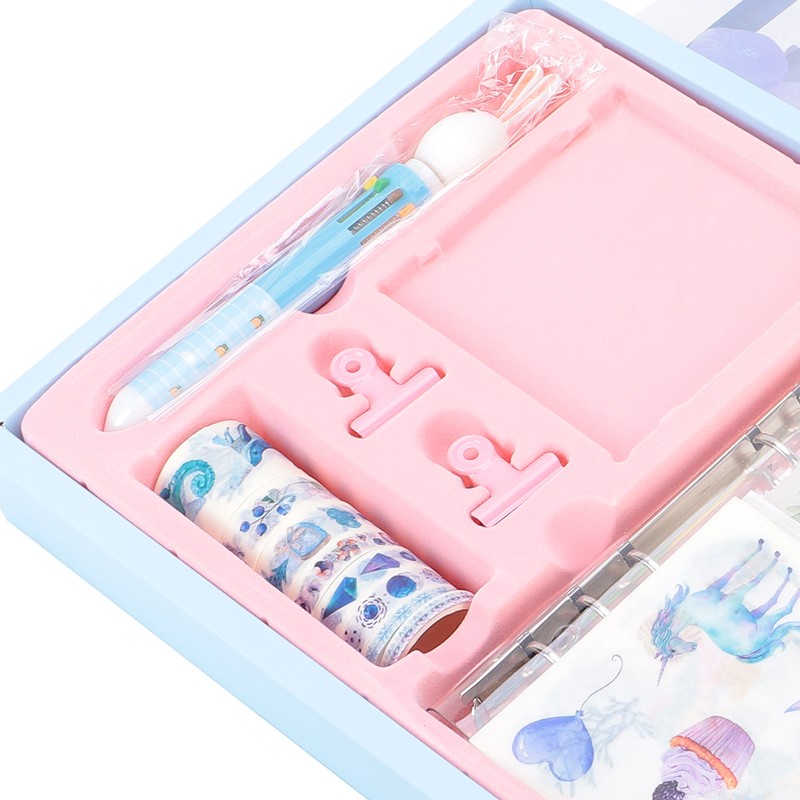Notebook Set Checkered Girl's Heart Cute Thick Journal Gift Box