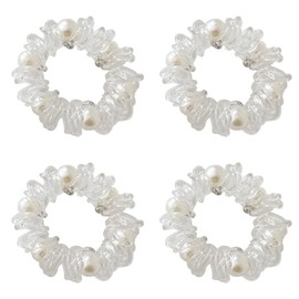 Spiral Hair Rubber Pearl Spring Hair Rubber Transparent Telephone Cord Type Hair Rubber Women's Hair Accessories, Coil Hair Tie, Cute, Ponytail, Fashionable, Popular, Adult, 4-Piece Set