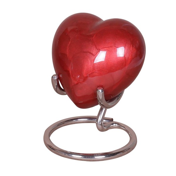 UrnsWithLove Small Aluminum Heart Urn for Ashes with Upgraded Lid,