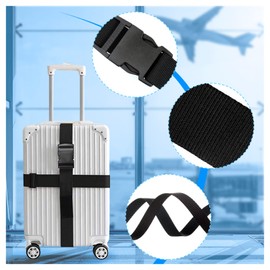 WisePoint Luggage Straps 2 Packs, 2.5*180cm Adjustable Luggage Suitcase Straps with Quick-Release Buckle, Non-Slip Packing Straps Travel Belt for Luggage, Backpack, Comforter, Tent, Yoga Mat (black)