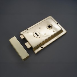 Infinity Decor Traditional Iron Fluted Rim Lock with Keys Set 155mm x 105mm Locking Security Ideal for Internal and External Doors (Electro Brass)