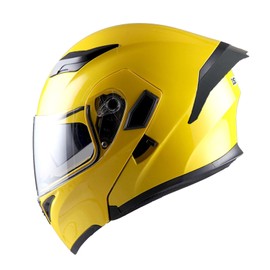 1Storm Motorcycle Modular Full Face Helmet Flip up Dual Visor Sun Shield: HB89 Glossy Yellow