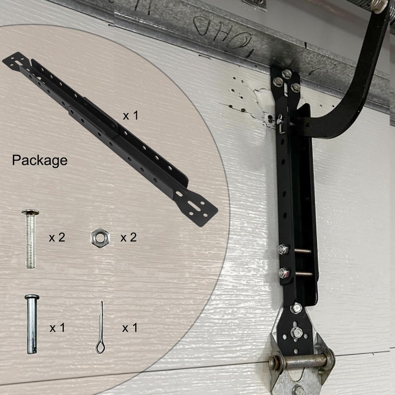 VANROUG Garage Door Opener Bracket, Black Steel, Door Mount, Adjustable