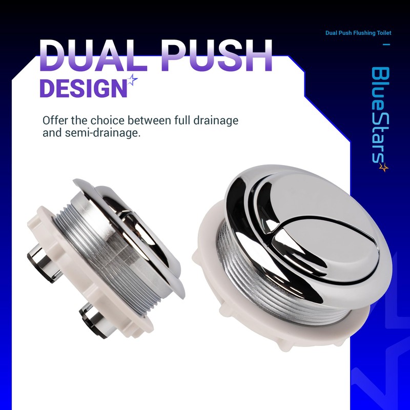 BlueStars Dual Push Flushing Toilet Water Tank Button Replacement with
