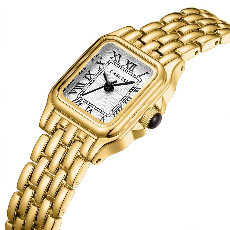 CHEETAH Watches for Women with Small Vintage Bracelet, Gold White