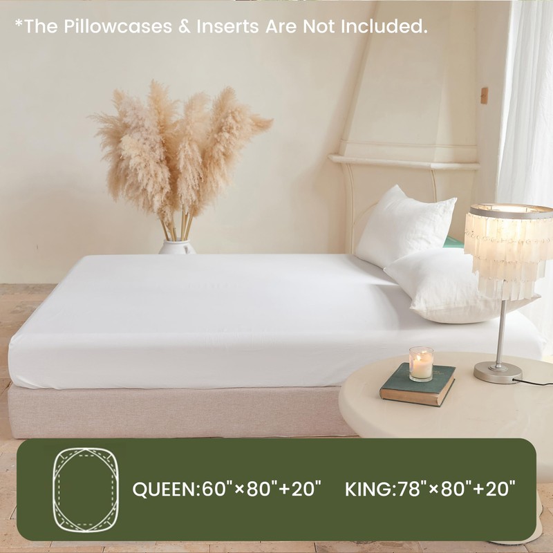 BISELINA Deep Pocket Fitted Sheet 100% Washed Cotton King Size,