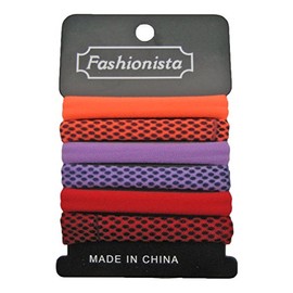 Elastic Multicolor Pop Color No Stitch Line Cute Comfy Ouchless No metal Ponytail Holder Hair Tie Set, Set of 6 (Neon Orange-Lavender-Red (w/Polka dot & no Polka d)