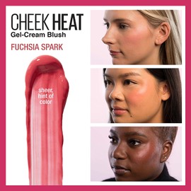 Maybelline Cheek Heat Gel-Cream Blush Makeup, Lightweight, Breathable Feel, Sheer Flush Of Color, Natural-Looking, Dewy Finish, Oil-Free, Fuchsia Spark, 0.27 Fl Oz