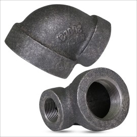 Supply Giant CTF54H 3" x 2" Cast Iron Threaded 90 Degree Reducing Street Elbow for Industrial Piping or DIY Projects with Black Finish