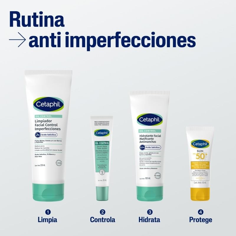 Cetaphil Oil Control Limpiador Facial 2 cido Saliclico 250ml