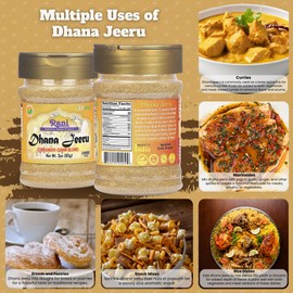 Rani Dhana-Jeeru (Coriander-Cumin Blend 50-50) Powder 3oz (85g) PET Jar ~ All Natural | Salt Free | Vegan | Gluten Friendly | Non-GMO | Kosher