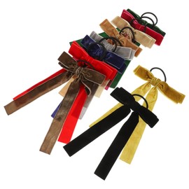 Healvian 10pcs Velour Bow Hair Ties for Women Girls Elastic Ponytail Holders Soft Ribbon Hair Accessories for Daily Wear Parties Special Occasions