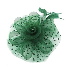 LdevotionR Elegant Fascinator Hats for Women - Stylish Mesh and Feather Designs, Perfect for Tea Parties and Derby Events(Green)