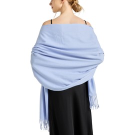 Ciormis Pashmina Shawls for Women, Light Blue Wedding Party Bridal Bridesmaid Shawl and Wraps Fashion Solid Shawl Wrap (Light Blue)