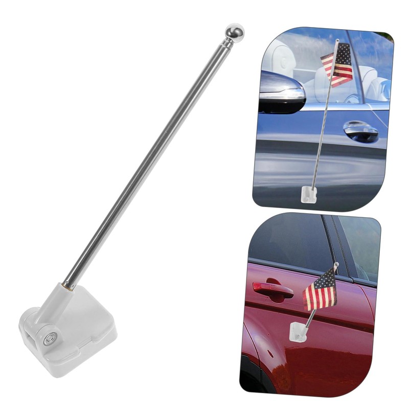 KONTONTY Magnetic Car Flag Pole Stainless Steel Base Universal Mount