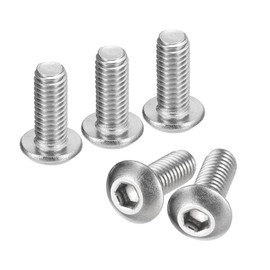 uxcell #10-32x1/2 Button Head Socket Cap Screws, 20pcs 304 Stainless Steel Fasteners Hex Bolts Screws, Full Thread Hex Drive Screws