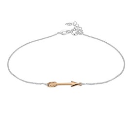 Vanbelle Sterling Silver Jewelry - Rose Gold Plated with 925 Stamp - Arrow Charm with Two Tone Anklet - Elegant handcrafted Chain Anklet for Women - 9" long + 1" extender