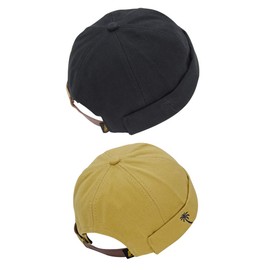 Jerague - Gorros sin bordes, ajustable, hebilla de piel, informal, para calles, gorras, B-black/Khaki, One Size