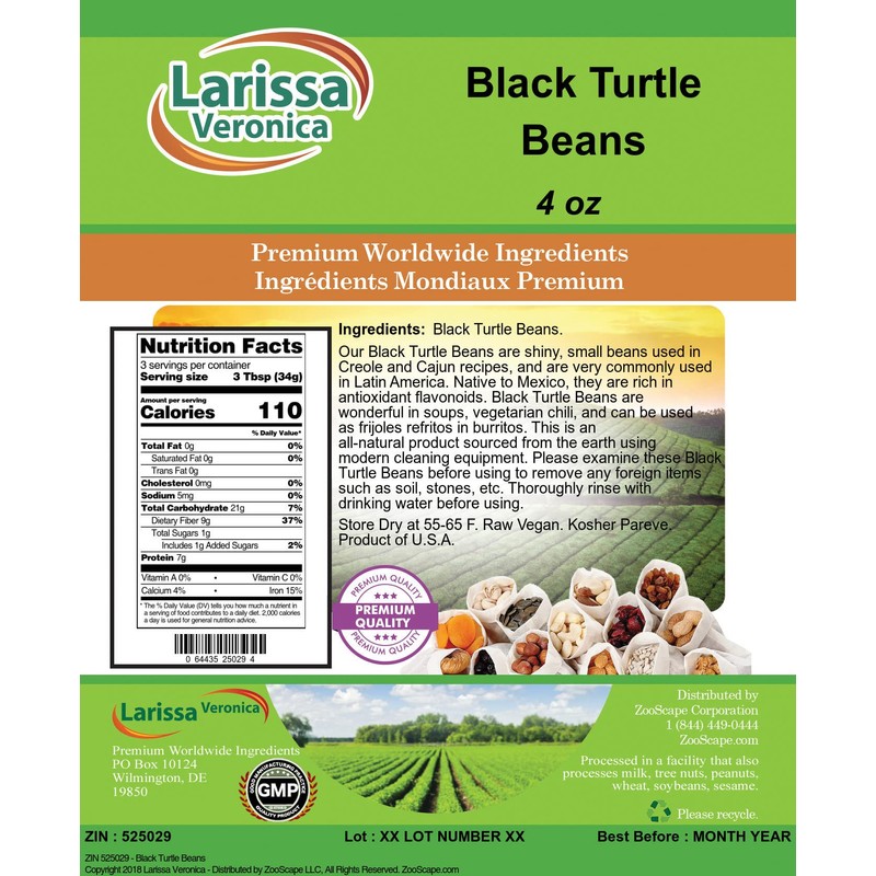 Black Turtle Beans (4 oz, ZIN: 525029) - 3 Pack