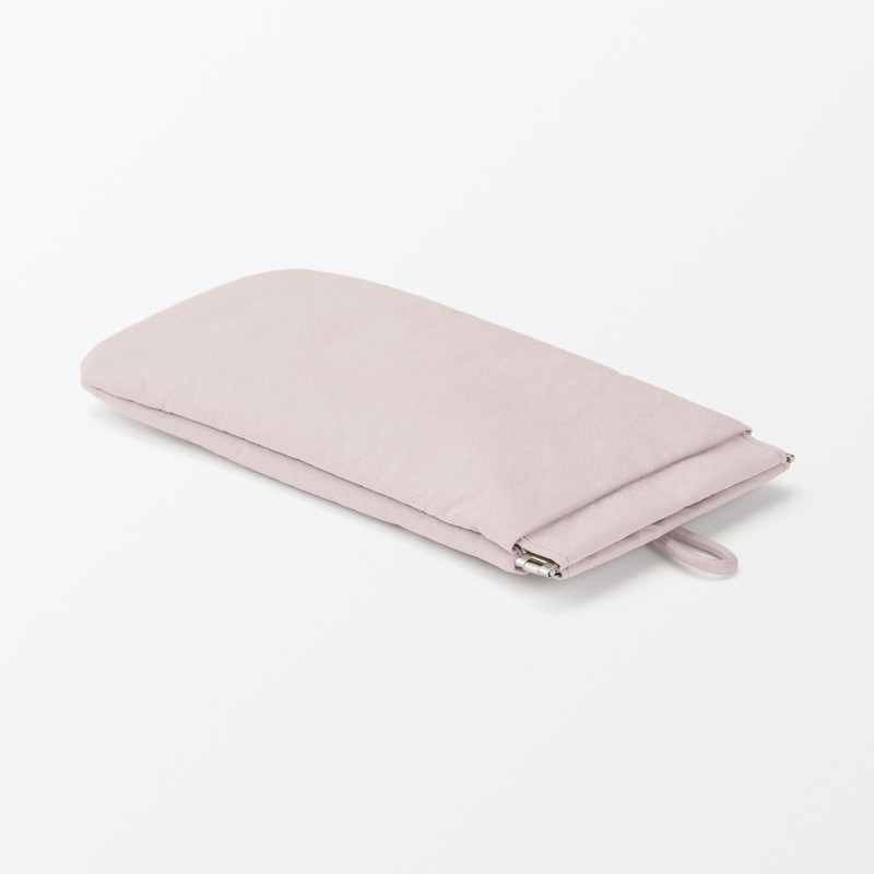 Muji 84475757 Wrinkle Nylon Flat Pouch with One Hand, Pink,