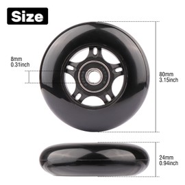 WHEELGOO 2-Pack PU Luggage Suitcase Replacement Wheels Repair Kit w/ABEC-7 Bearings and 6mm Axles for Trolley Carry-on Roller Travel Bag (80 * 24mm)