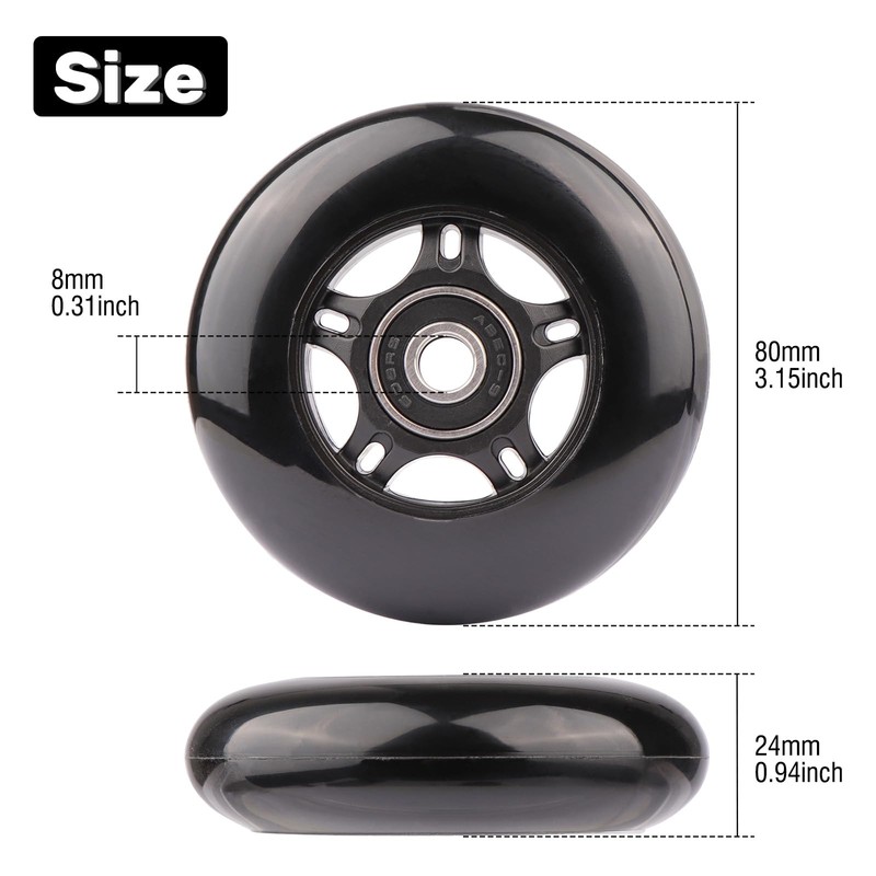WHEELGOO 2-Pack PU Luggage Suitcase Replacement Wheels Repair Kit w/ABEC-7