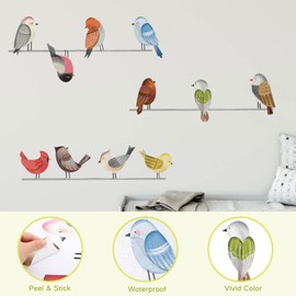 Bird Wall Decals Peel and Stick Watercolor Vinyl Bird Wall Stickers Removable for Girls Bedroom Kids Room Wall Art Decor, 3D Flying Birds Wall Stickers Decor for Baby Toddlers Bedroom Nursery