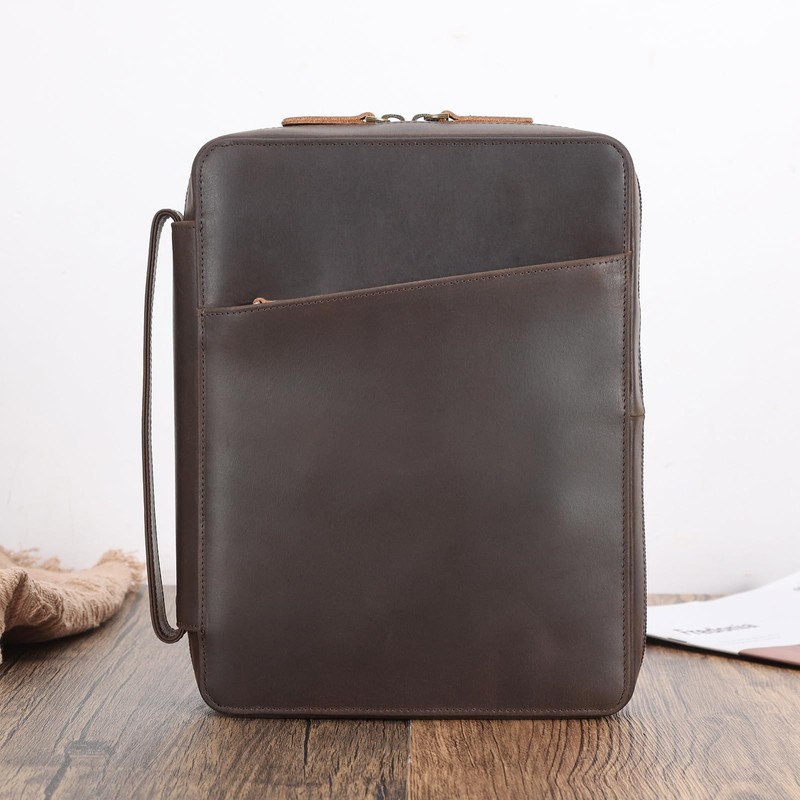 Polare Full Grain Leather Bible Cover Church Bag 10x7.5x2.2 inch