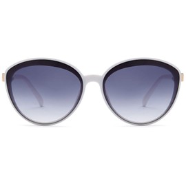 styleBREAKER 09020144 Women's Oval Sunglasses with Filigree Plastic Frame and Metal Detail, Polycarbonate Lenses, Frame white / glass grey gradient