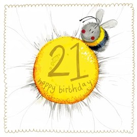 Alex Clark Bee Birthday Foil Card - 21 year old, 21st Birthday - Bees - Floral - Daisy - Nature - Plants - Greeting Card - Cards To Celebrate - Designed and Printed in the UK…