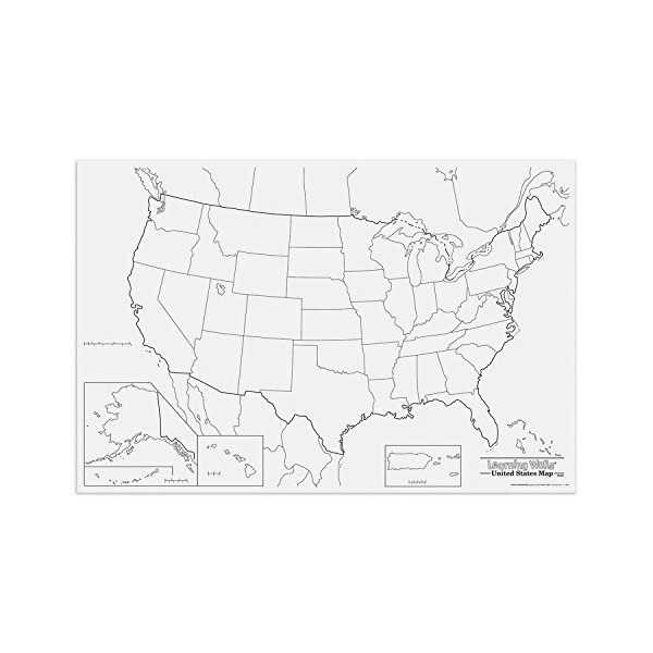 Pacon PAC78760 United States Giant Map, 48" Width, 72" Length, Black/White
