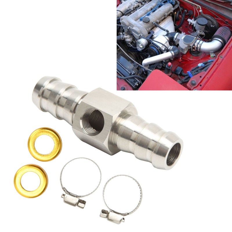 Fuel Line T Fitting Adapter 304 Stainless Steel Pressure Gauge