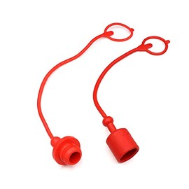 3/4 Hydraulic Coupler Dust Cap,CEKER ISO A 5675 AG Pioneer Style Male Female Hydraulic Quick Disconnects Port Plug Covers Fittings,Red Cap with Retention Ring Keeps Cap Attached to Hose
