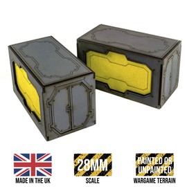 War World Gaming Industry of War 2 x Transport Container - 28mm Sci-Fi Wargaming Tabletop Spiele Gelände Modellbau Modell Diorama Versatzstücke Gebäude Sammlung