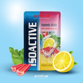 Activlab Isoactive Isotonic Drink with Cranberry Extract Electrolytes B Vitamins 20 x 31.5 g Rhubarb Lemon 500 ml Sports Drink Practical Bag 3 x Laboratory Tested