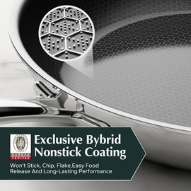 Redchef Non Stick Frying Pans, Hybrid Ceramic Frying Pan, Nonstick Skillets with Stay-Cool Handle, Non Toxic, PFAS PFOA & PTFE Free, Dishwasher & Oven Safe, Compatible with All Cooktops (8+10+12 inch)