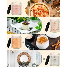 M&SENSE Fall Winter Candle Set, 4 Pack Winter Soy Candles for Home Scented, Holiday Christmas Candle Gifts - Autumn Scents of Vanilla Chai/Spiced Apple/Pine Cone/Rum Maple Syrup MSS606S1