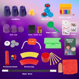 ENJOCASES Simple Magic Kit Over 70 Magic Tricks for Kids Ages 6-12 Sets fwith Wand,Chalice,Coin Disappear,Ideal for Boys Girl