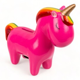 MIJOMA Ceramic Money Box with Lock and Key, Cute Design for Children and Adults, Ideal as Money Gift Packaging and Money Securing (Unicorn Pink)