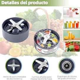 Compatible con piezas repuesto Nutribullet，Repuesto de base de cuchilla de acero inoxidable con junta de goma，compatibles con licuadoras NutriBullet 600W/900W