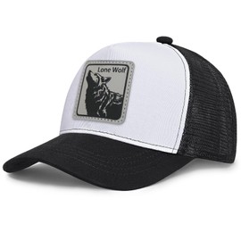 Lone Wolf Hat Wolfs Trucker Hats Leather Pattern Adjustable Snapback Mesh Animal Baseball Cap for Men