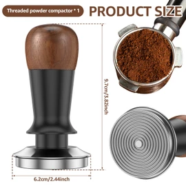 AwObEpl Stainless Steel Espresso Tamper for Home Coffee Tamper Walnut Wood Espresso Tool Accessories with 30LB Spring Loaded for Shop Café (53mm)