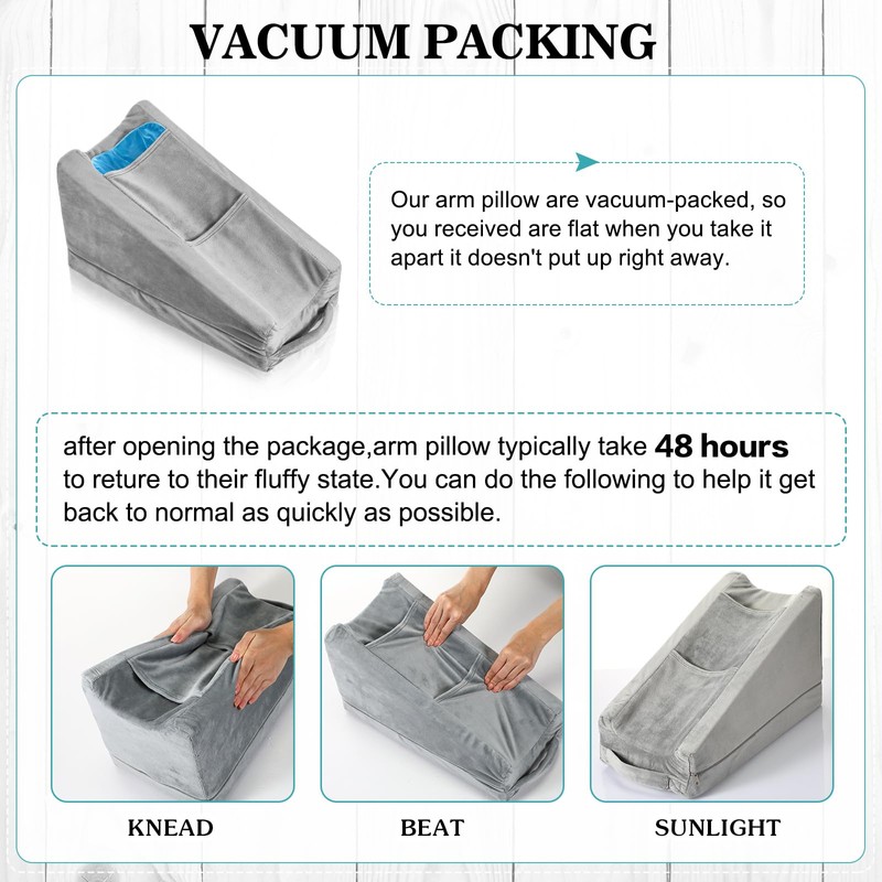 Buryeah Arm Elevation Pillow with 2 Pockets, Soft Ergonomic Support