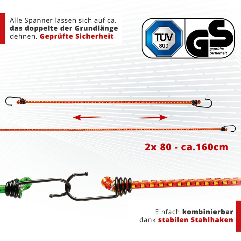 Walser Luggage Straps with Hooks, Tensioning Rubber Set 2 x