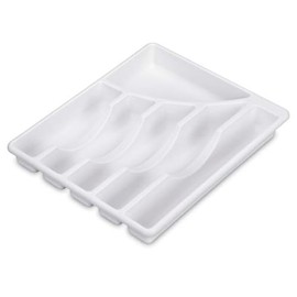 STERILITE Cutlery Tray, 11-3/4 in W, 1-7/8 in D, Plastic, White, 14-1/8" x 11-3/4" x 1-7/8"
