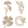 NANJIL 4 Pack Elegant Brooch Pins with Rhinestones, Four-leaf Clover,