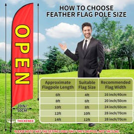 1 Sets 10FT Heavy Duty Feather Flag Pole Kit for 8FT Swooper Flags, Portable Reinforced Aluminum Banner Pole with Rotating Ground Stake, Ideal for Outdoor Advertising, Storefronts (10FT, 1 Sets)