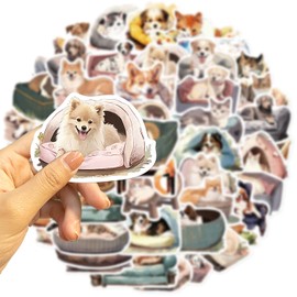 50 Pcs Cat and Dog Vinyl Stickers,kawaii Animal Pet Stickers,Vinyl Waterproof Sticker for Kids Teens Girls,for Phone Laptop Bottles Skateboard Computer Phone Luggage Sticker Guitar Gifts